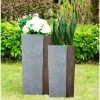 KANTE 28 in and 24 in. H Square Timber Ridge Concrete/Fiberglass Indoor Outdoor Elegant Tall Planters (Set of 2) -Vigoro Platers Store timber ridge kante plant pots osf0218bc c80811 64 1000