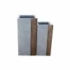 KANTE 28 in. and 24 in. Tall Timber Ridge Lightweight Concrete Tall Modern Square Outdoor Planter Set