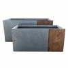 KANTE 31 in. and 23 in. Long Timber Ridge Lightweight Concrete Modern Rectangle Outdoor Planter Set