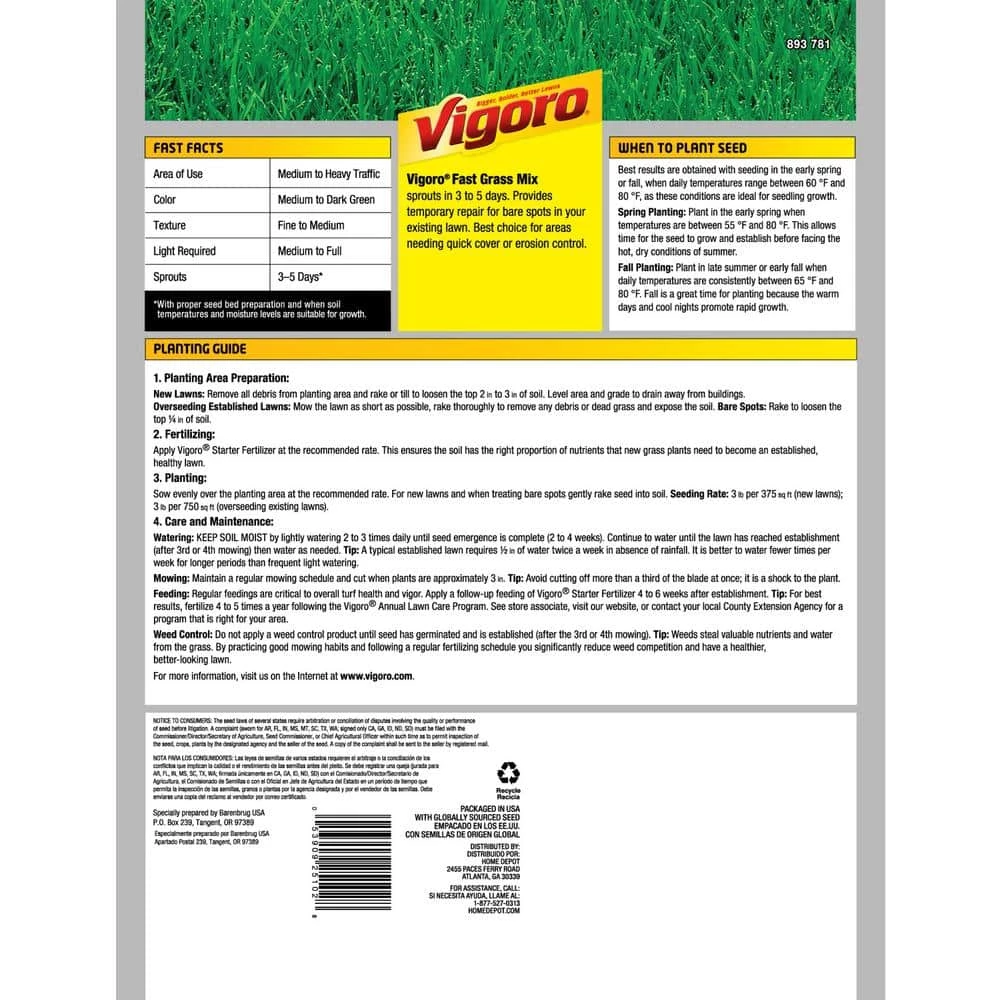 Vigoro 3 lbs. Fast Grass Seed Mix 5 Vigoro 3 lbs. Fast Grass Seed Mix - Image 3