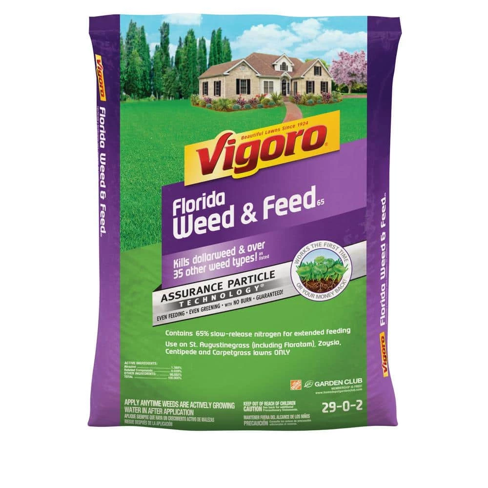 Vigoro 32 lbs. 10,000 sq. ft. Weed and Feed Weed Killer Plus Lawn Fertilizer for Florida Grass Types 3 Vigoro 32 lbs. 10,000 sq. ft. Weed and Feed Weed Killer Plus Lawn Fertilizer for Florida Grass Types