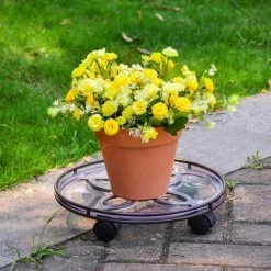 Vigoro 13.6 in. x 13.6 in. x 2.8 in. Brown Metal Plant Caddy 9 Vigoro 13.6 in. x 13.6 in. x 2.8 in. Brown Metal Plant Caddy -Vigoro Platers Store vigoro planter caddies 154208 1f 1000