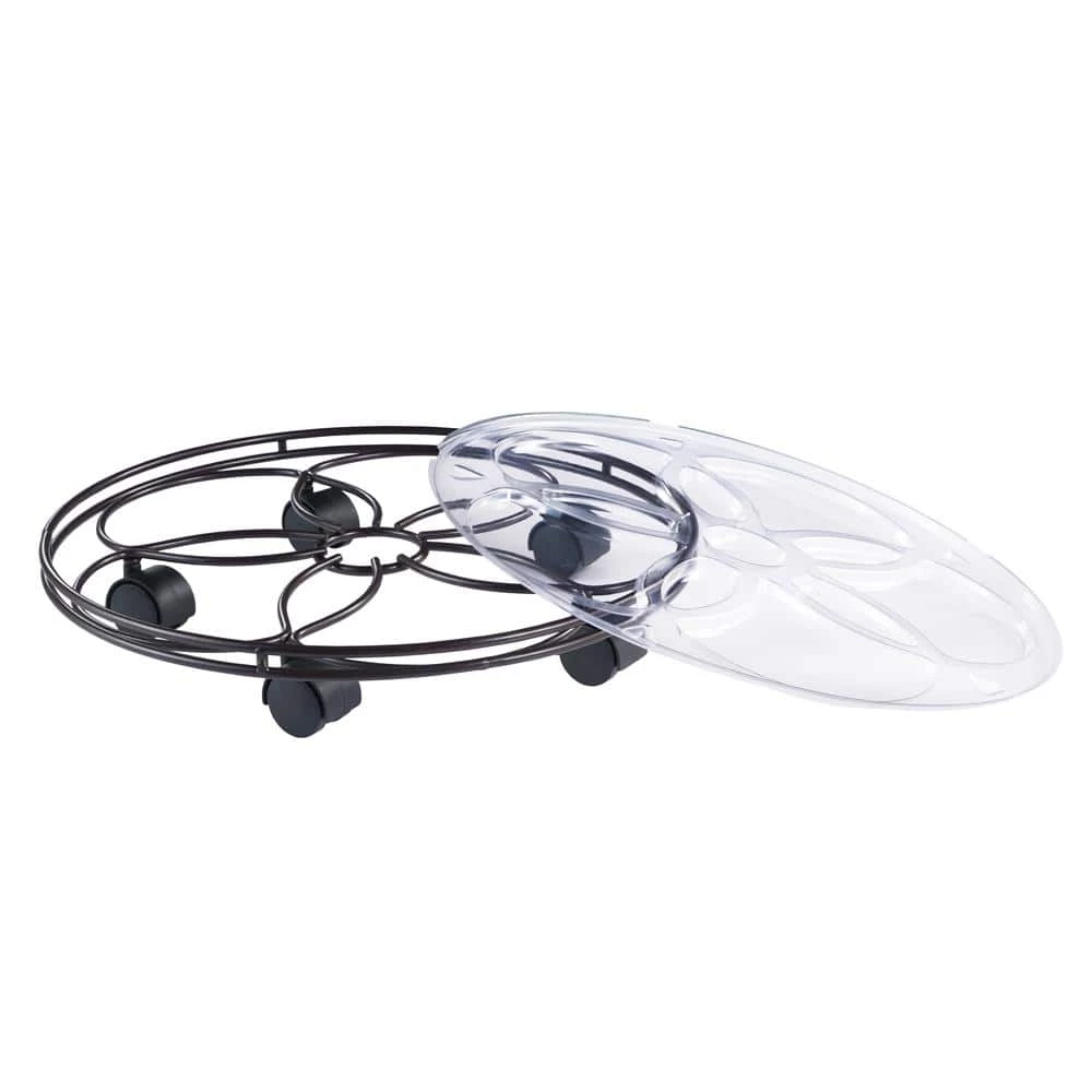 Vigoro 17 in. x 17 in. x 2.8 in. Silver Metal Plant Caddy 4 Vigoro 17 in. x 17 in. x 2.8 in. Silver Metal Plant Caddy - Image 2