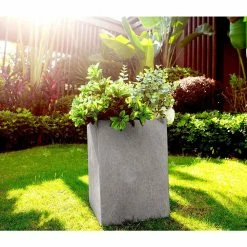 KANTE 19 in. H Square Weathered Concrete/Fiberglass Indoor Outdoor Modern Seamless Planter -Vigoro Platers Store weathered concrete kante plant pots osf0007c c80021 2 1f 1000