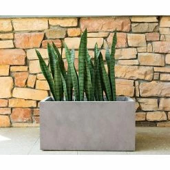 KANTE 31 in. L Rectangular Weathered Concrete/Fiberglass Indoor Outdoor Elegant Planter -Vigoro Platers Store weathered concrete kante plant pots osf0104b c80021 2 4f 1000