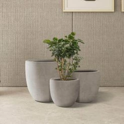 KANTE 20", 16.5" & 13.3"W Round Weathered Finish Concrete Planters Set of 3, Outdoor Indoor w/Drainage Hole & Rubber Plug -Vigoro Platers Store weathered concrete kante plant pots rc0152bcd c80021 2 4f 1000