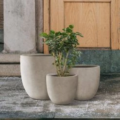 KANTE 20", 16.5" & 13.3"W Round Weathered Finish Concrete Planters Set of 3, Outdoor Indoor w/Drainage Hole & Rubber Plug -Vigoro Platers Store weathered concrete kante plant pots rc0152bcd c80021 2 66 1000