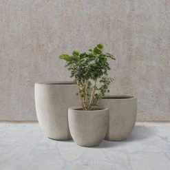 KANTE 20", 16.5" & 13.3"W Round Weathered Finish Concrete Planters Set of 3, Outdoor Indoor w/Drainage Hole & Rubber Plug -Vigoro Platers Store weathered concrete kante plant pots rc0152bcd c80021 2 76 1000