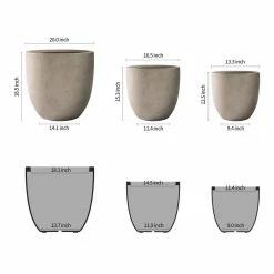 KANTE 20", 16.5" & 13.3"W Round Weathered Finish Concrete Planters Set of 3, Outdoor Indoor w/Drainage Hole & Rubber Plug -Vigoro Platers Store weathered concrete kante plant pots rc0152bcd c80021 2 c3 1000