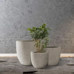 KANTE 20", 16.5" & 13.3"W Round Weathered Finish Concrete Planters Set of 3, Outdoor Indoor w/Drainage Hole & Rubber Plug -Vigoro Platers Store weathered concrete kante plant pots rc0152bcd c80021 2 fa 1000