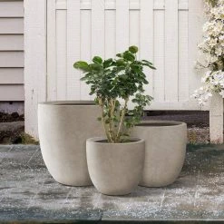 KANTE 22.4", 20.4" and 18.1"H Round Weathered Finish Concrete Planters Set of 3, Outdoor Indoor w/Drainage Hole & Rubber Plug -Vigoro Platers Store weathered concrete kante plant pots rc0153bcd c80021 2 76 1000