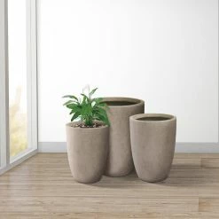 KANTE 22.4", 20.4" and 18.1"H Round Weathered Finish Concrete Planters Set of 3, Outdoor Indoor w/Drainage Hole & Rubber Plug -Vigoro Platers Store weathered concrete kante plant pots rc0153bcd c80021 2 fa 1000