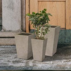 KANTE 24.4", 18" &15.7"H Weathered Finish Concrete Tall Planter Set of 3, Large Outdoor Indoor w/ Drainage Hole & Rubber Plug -Vigoro Platers Store weathered concrete kante plant pots rf2015017cde c80021 2 1f 1000