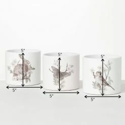 SULLIVANS Spring Print Decorative Pots - Set of 3 -Vigoro Platers Store white sullivans plant pots cmt1199 44 1000