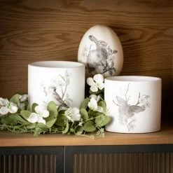 SULLIVANS Spring Print Decorative Pots - Set of 3 -Vigoro Platers Store white sullivans plant pots cmt1199 4f 1000