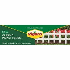 Vigoro 36 in. Wood Picket Garden Fence -Vigoro Platers Store white vigoro garden fencing rc 74w 1f 1000