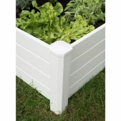 Vigoro 4 ft. x 4 ft. x 15 in. White Vinyl Raised Garden Bed -Vigoro Platers Store white vigoro raised planter boxes 26001v 1f 1000