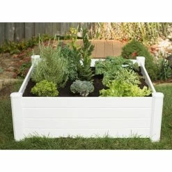 Vigoro 4 ft. x 4 ft. x 15 in. White Vinyl Raised Garden Bed -Vigoro Platers Store white vigoro raised planter boxes 26001v 4f 1000