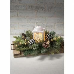 SULLIVANS 8.75 in. Snowflake Lantern with LED Pillar Candle -Vigoro Platers Store whites sullivans outdoor lanterns sea44233ln 44 1000