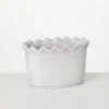 SULLIVANS White Scalloped Edge Cement Garden Pot -Vigoro Platers Store whitewashed sullivans plant pots cmt1215 64 1000