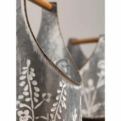 SULLIVANS Whitewashed Metal Flower Trug With Handles (Set of 2) -Vigoro Platers Store whitewashed sullivans plant pots met1699 1f 1000