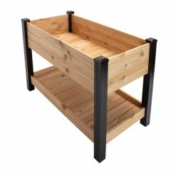 Vigoro 2 ft. x 4 ft. Elevated Cedar Garden Bed with Shelf (Vinyl Legs) 12 Vigoro 2 ft. x 4 ft. Elevated Cedar Garden Bed with Shelf (Vinyl Legs) -Vigoro Platers Store wood vigoro raised planter boxes 445190 1f 1000