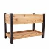 Vigoro 2 ft. x 4 ft. Elevated Cedar Garden Bed with Shelf (Vinyl Legs) -Vigoro Platers Store wood vigoro raised planter boxes 445190 64 1000
